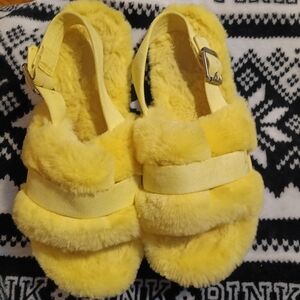 Koolaburra By UGGS Yellow Fuzzy Slingback Sandals